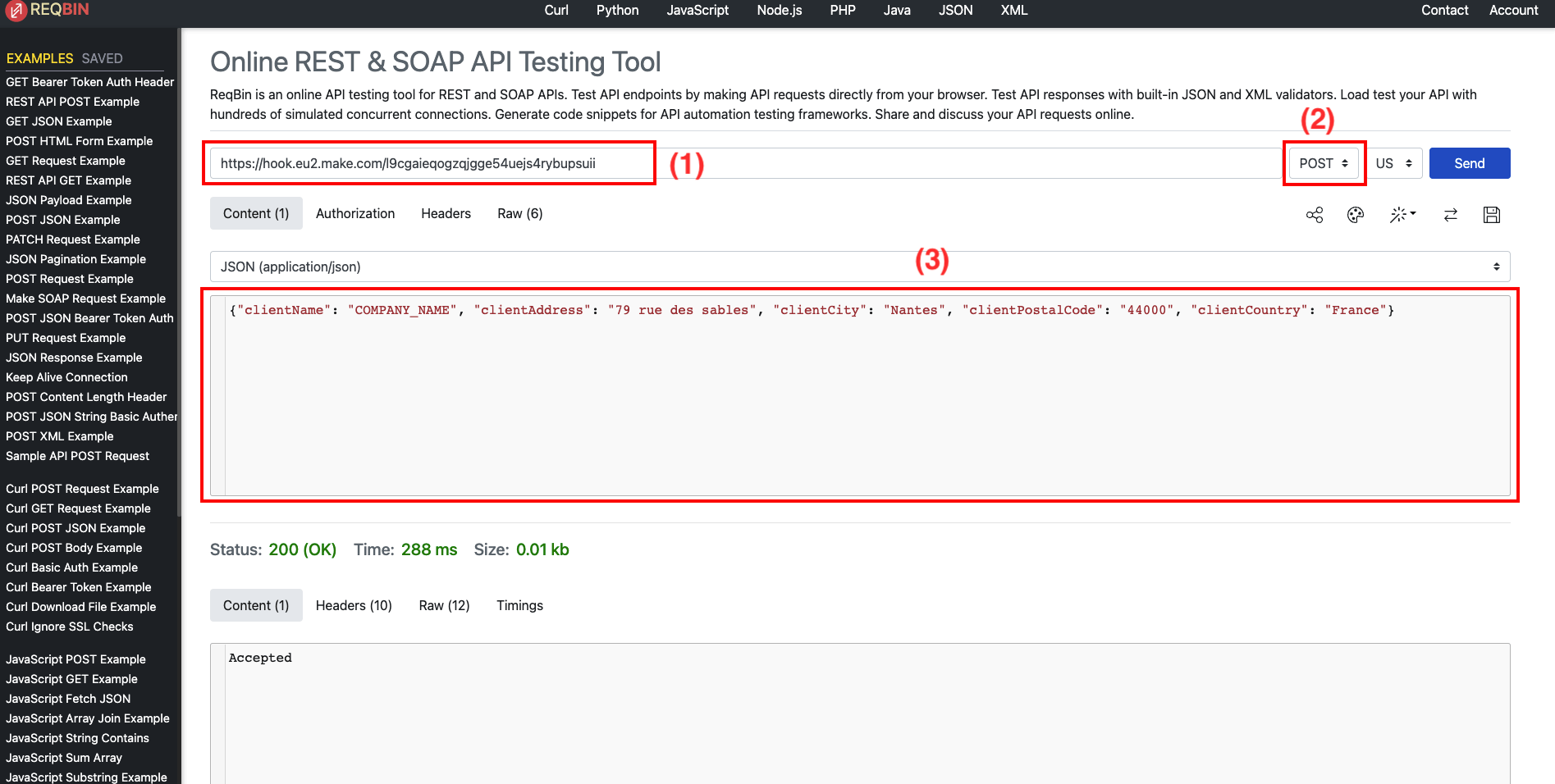 Reqbin configuration